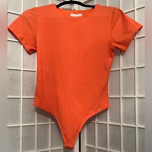 HOUSE OF HARLOW Coral Orange All- Day Contour Bodysuit NWT